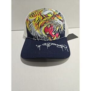 Ed Hardy Trucker Style Snapback Hat New Blue White